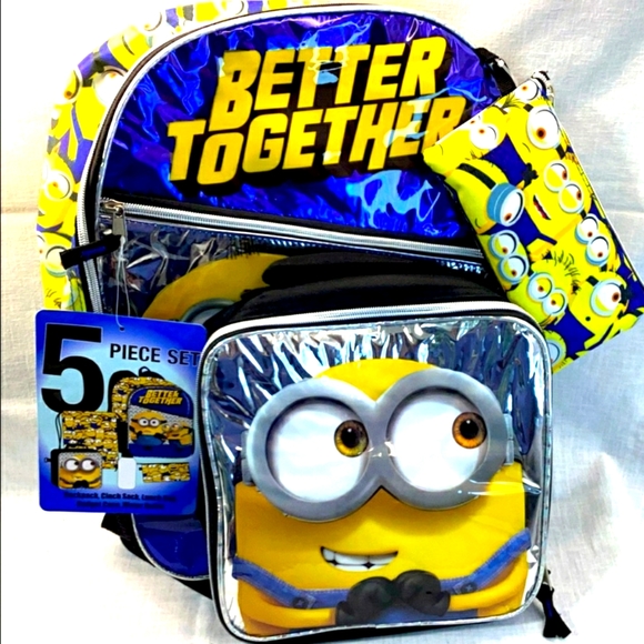 NWT MINIONS Rise of Gru Officially Licensed Despicable Me 5 Piece Backpack Set - Picture 15 of 15